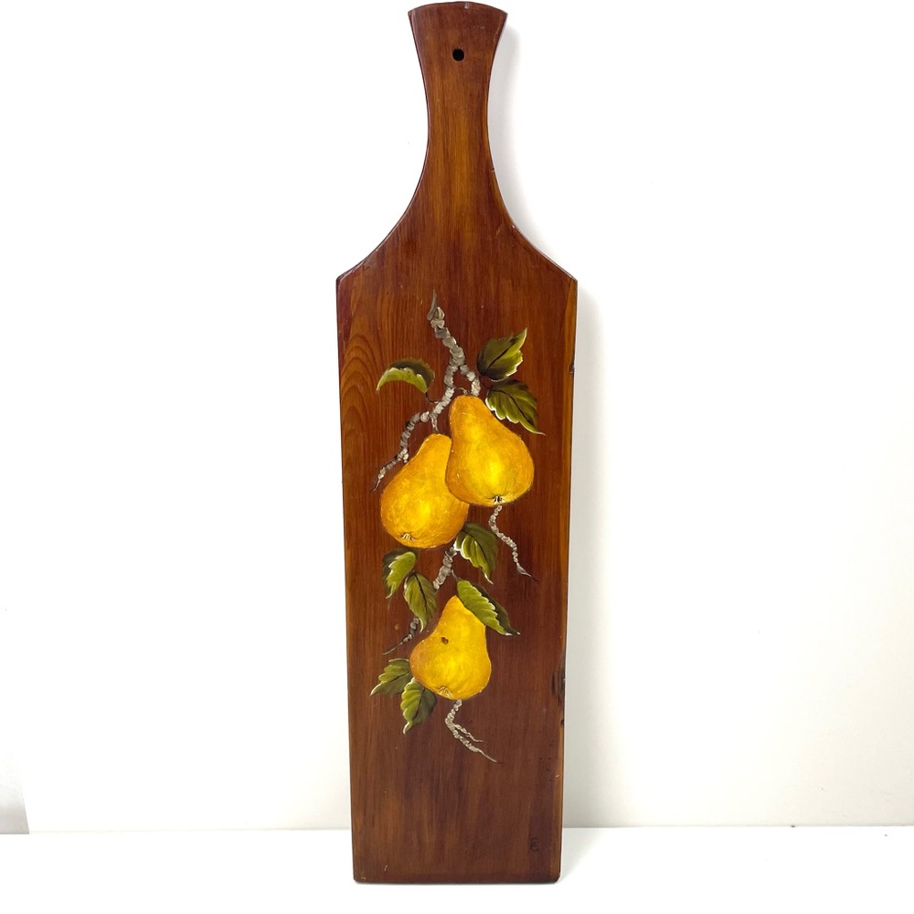 Vintage Wood Painted Pear Cutting Board Wall Hanging